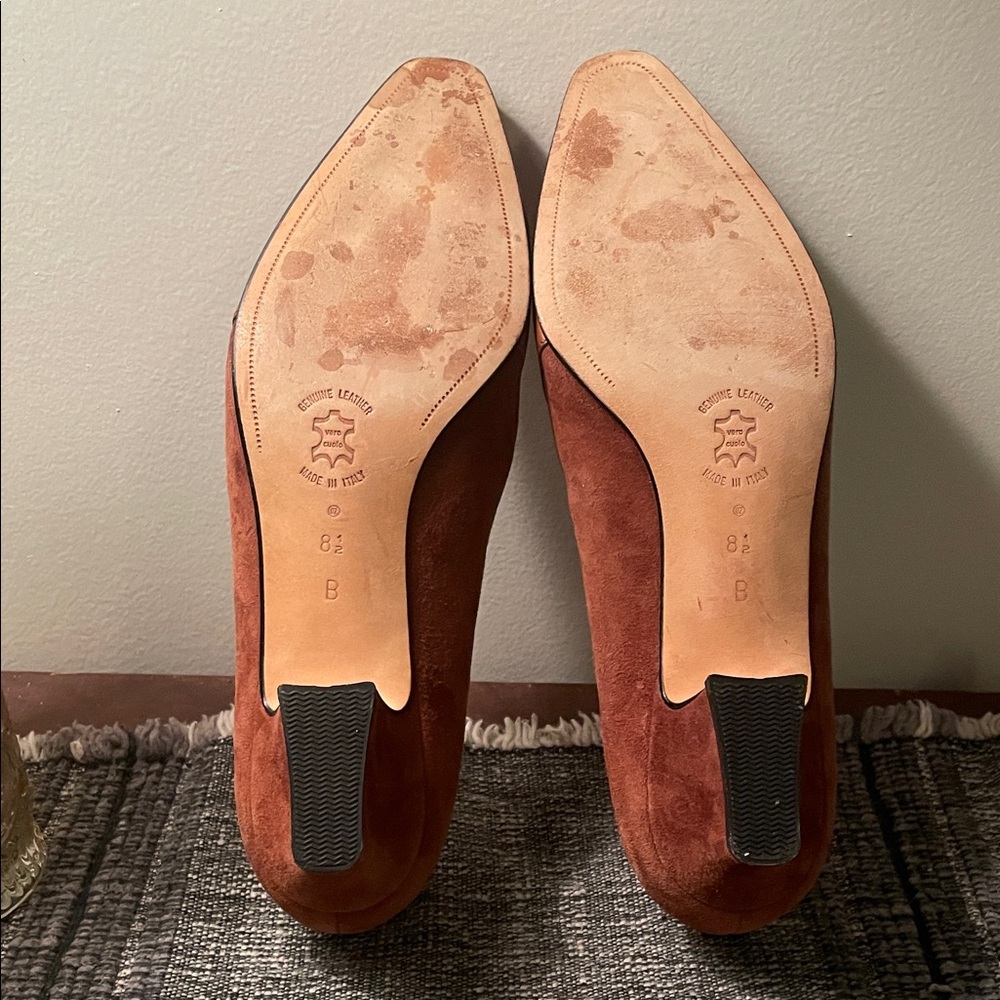 Amalfi Tan Italian Leather Flats with Bow Detail - Picture 4 of 6